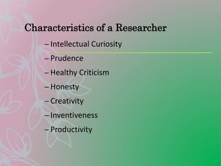 Intellectual Values Lesson 1 values of research to man | PPTX