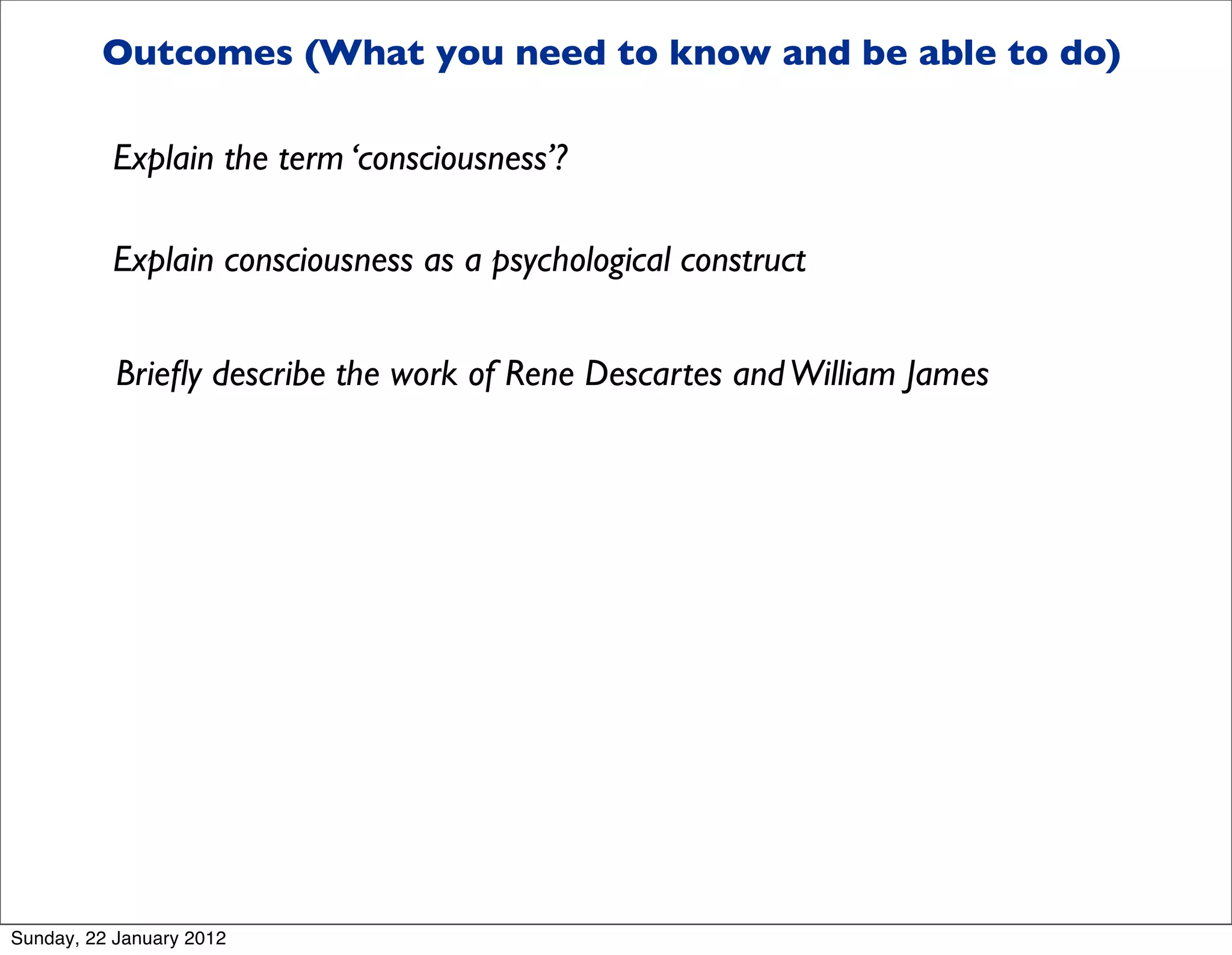 Lesson 1 what is consciousness | PDF