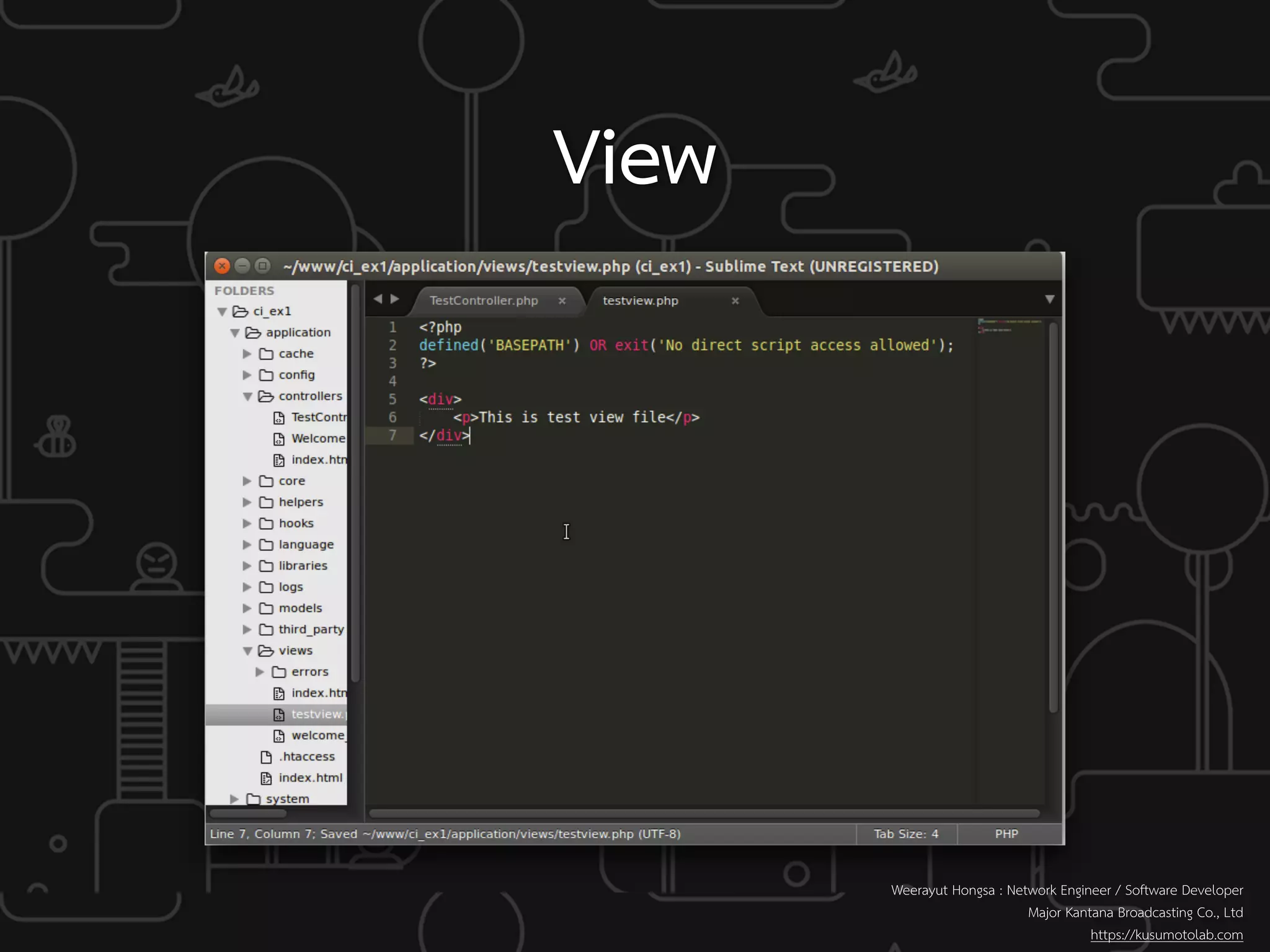 View
Weerayut Hongsa : Network Engineer / Software Developer
Major Kantana Broadcasting Co., Ltd
https://kusumotolab.com
 