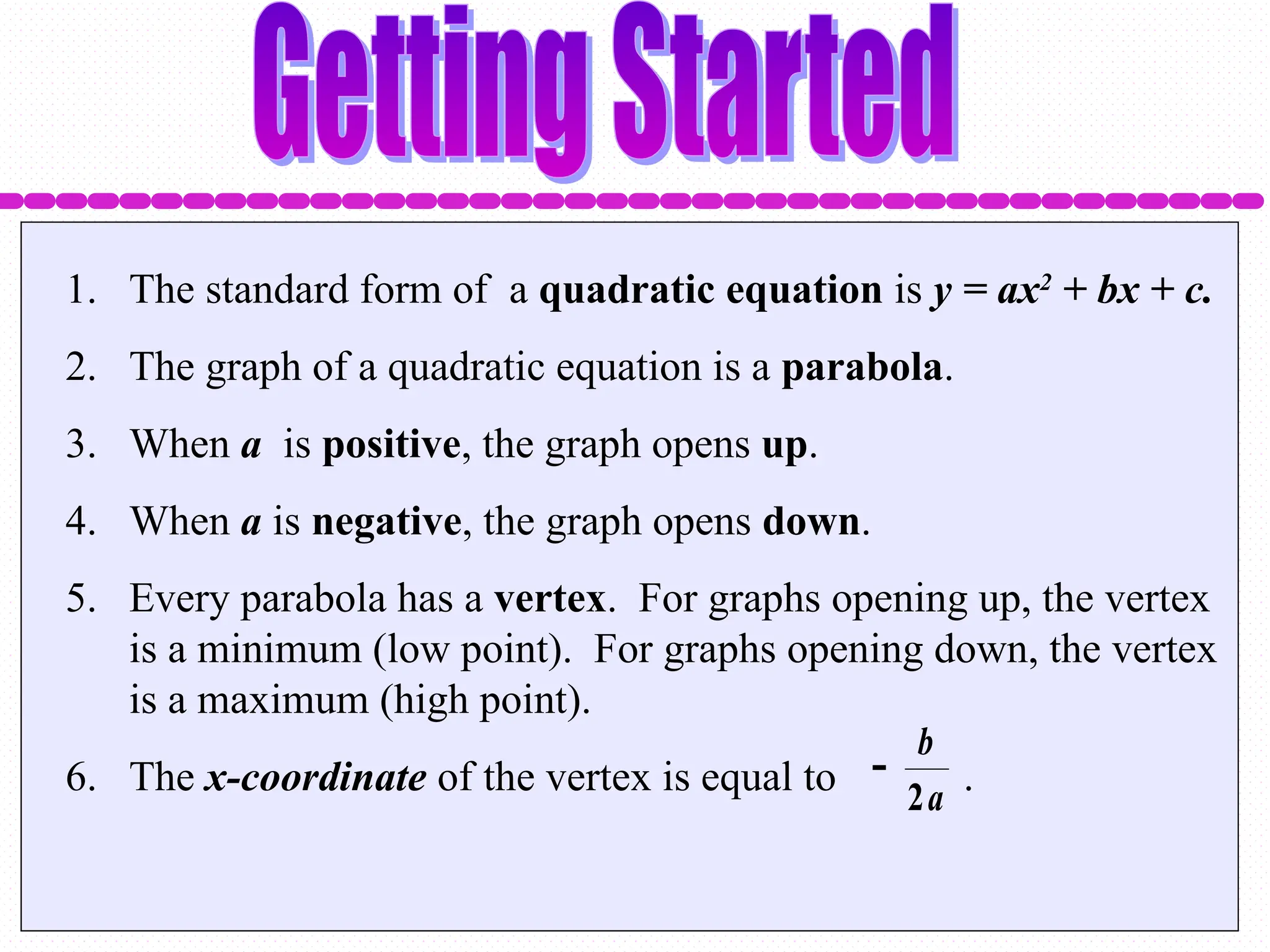 lesson 10 How to Graph Quadratic Equa.ppt