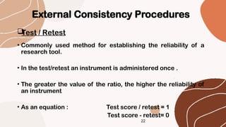 Test Retest Method Picture LESSON 10 STABLISHING VALIDITY AND REALBILITY OF RESEARCH INSTRUMENT ...