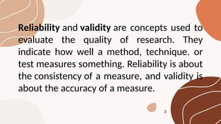 LESSON 10 STABLISHING VALIDITY AND REALBILITY OF RESEARCH INSTRUMENT ...
