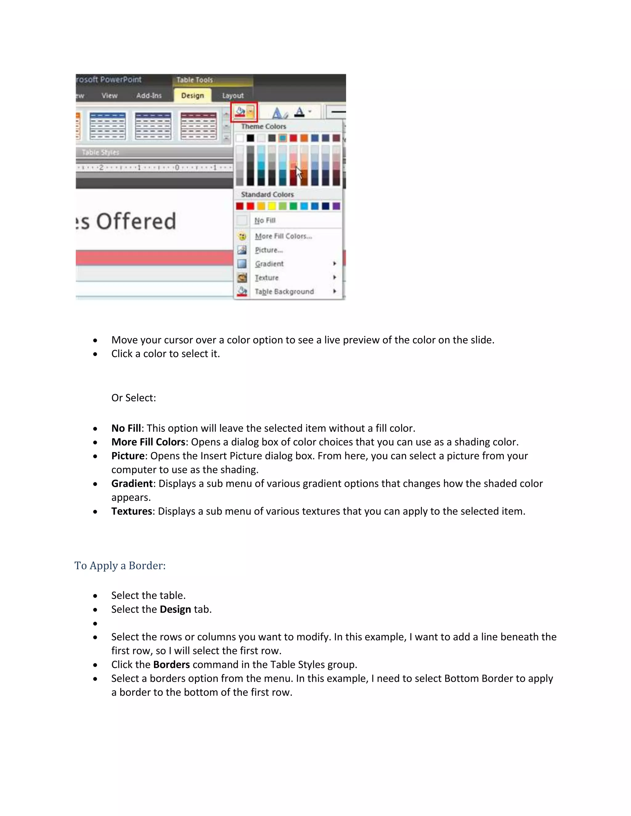 Powerpoint Lesson10 working with tables