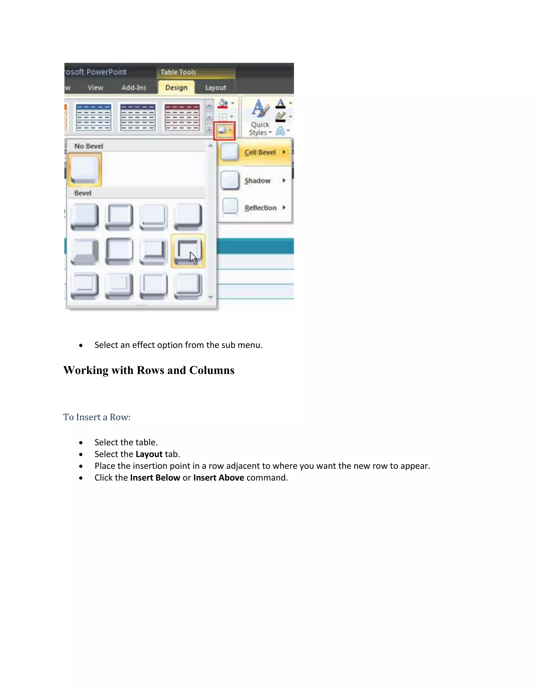 Powerpoint Lesson10 working with tables