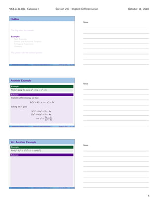 Lesson 11: Implicit Differentiation (Section 21 handout) | PDF