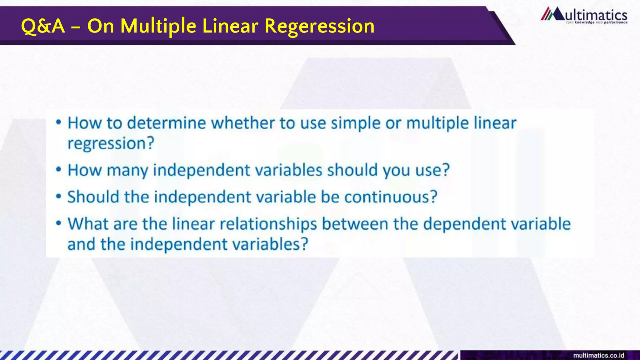 Q&A – On Multiple Linear Regeression
 