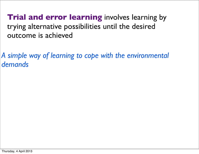 Lesson 11 trial error learning 2013 | PPT