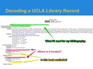 Decoding a UCLA Library Record
 