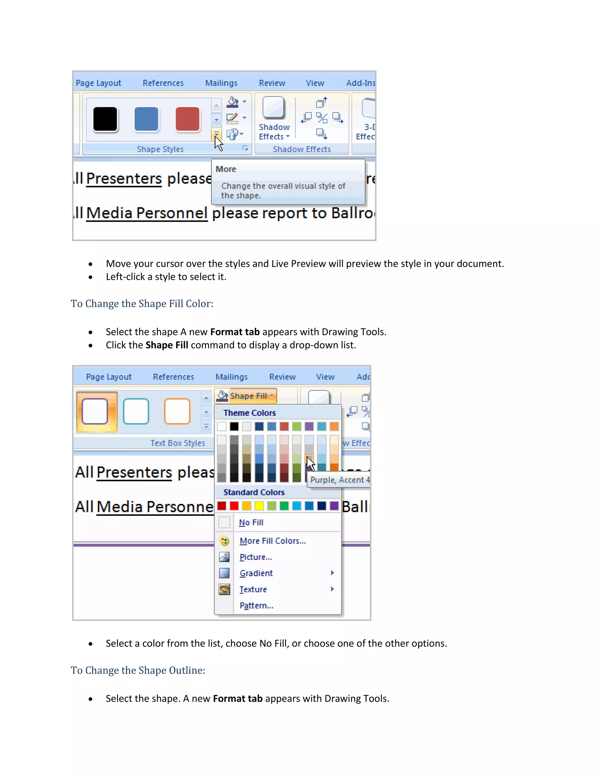 Word Lesson11 working with shapes