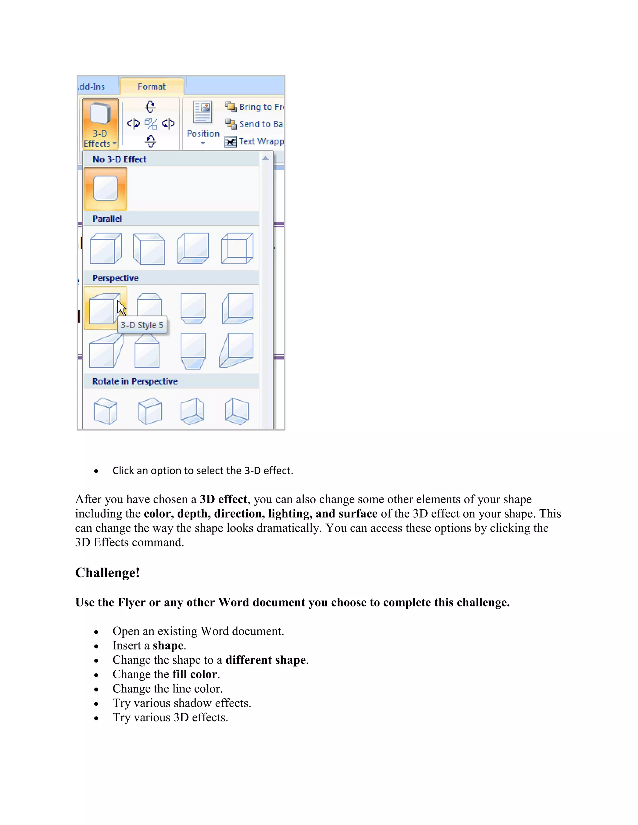 Word Lesson11 working with shapes
