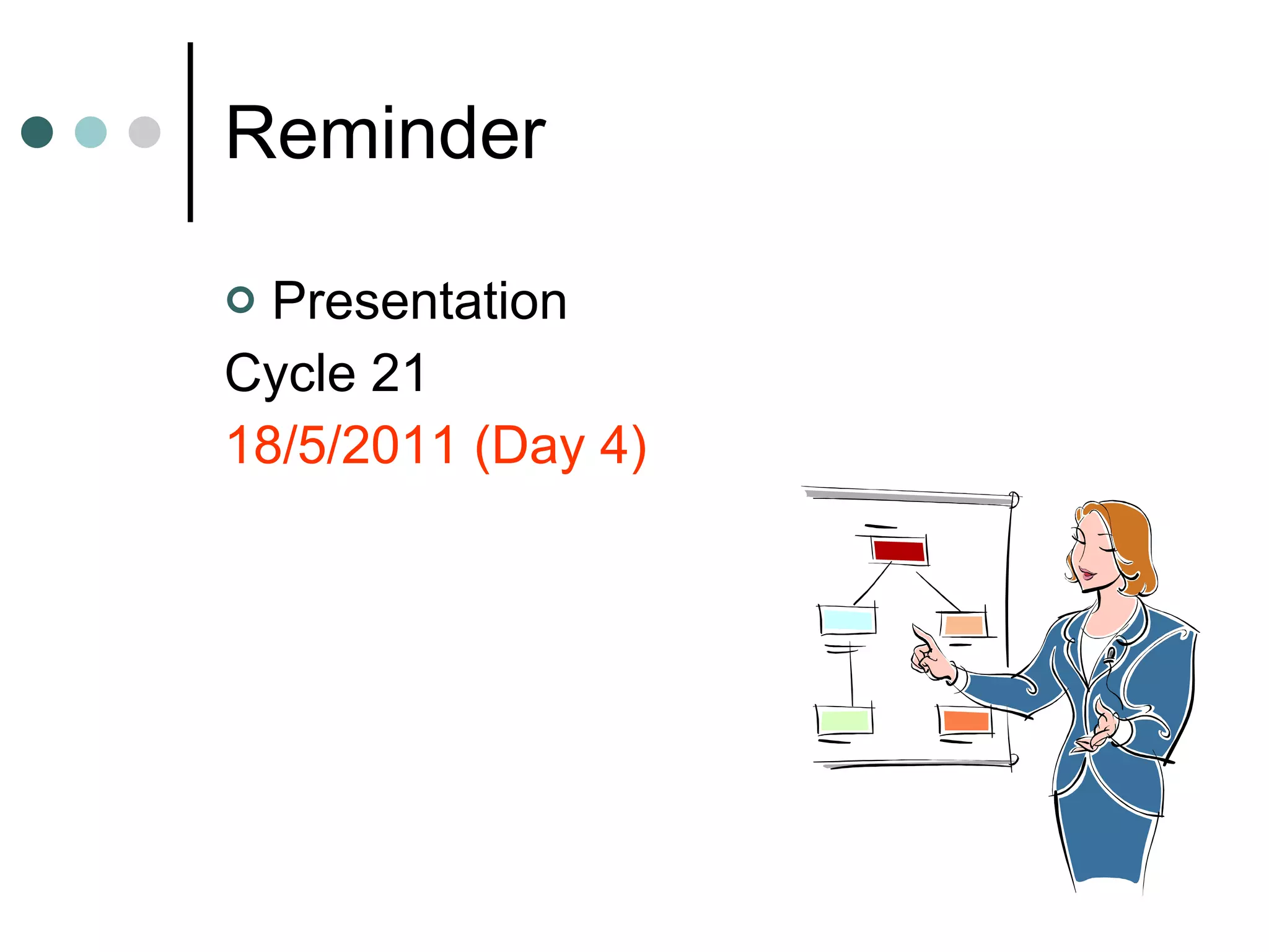 Reminder Presentation Cycle 21 18/5/2011 (Day 4)