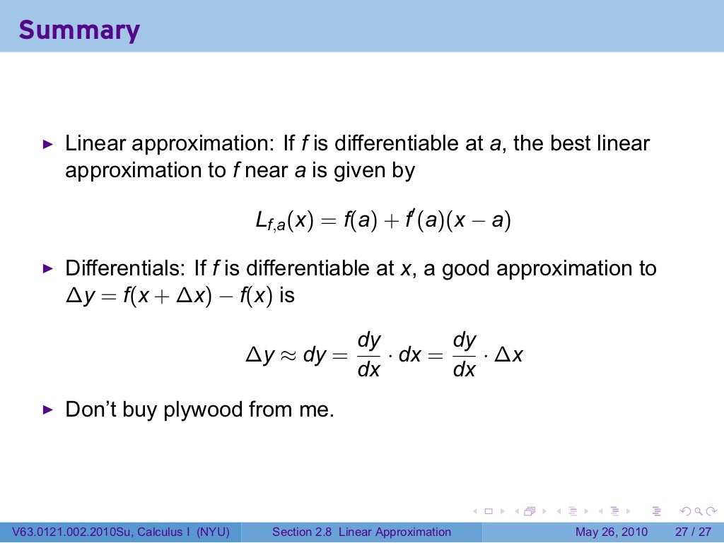 Lesson 12 Linear Approximation