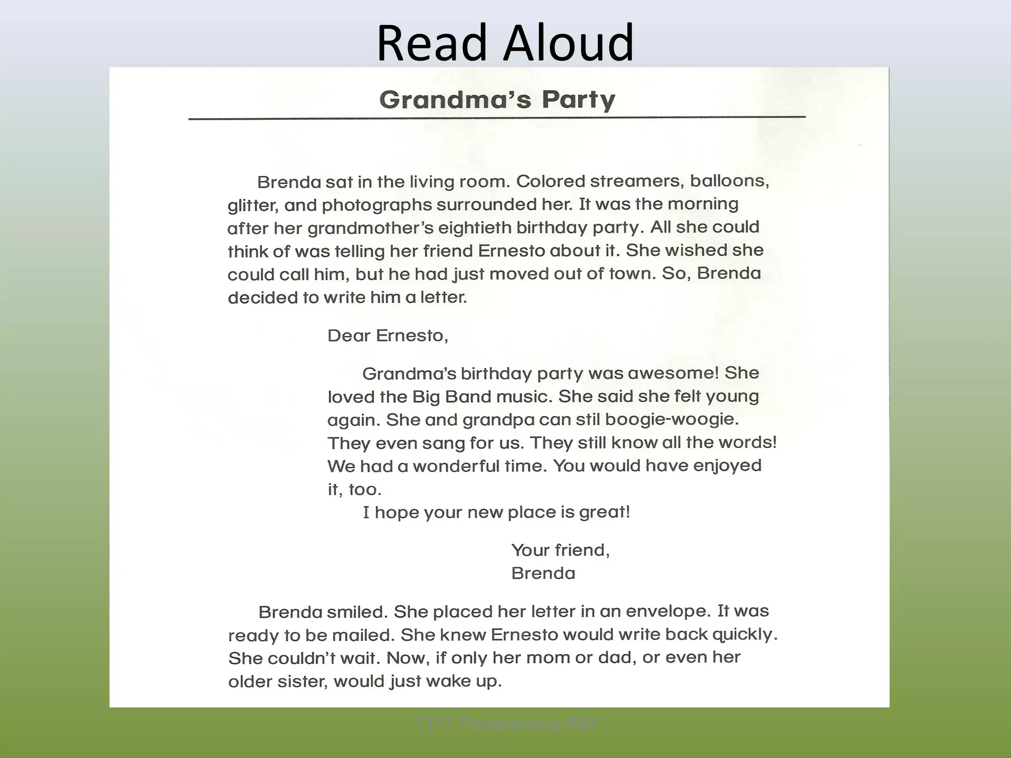 Read Aloud

T173 Transparency R83

 