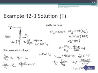 Example 12-3 Solution (1)
Lesson 12_et332b.pptx
23
Find turns ratio
Find secondary voltage
a) Find ILS
Ans
 