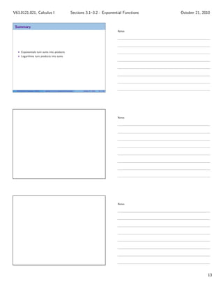 Lesson 13: Exponential and Logarithmic Functions (Section 021 handout ...