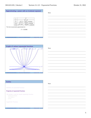 Lesson 13: Exponential and Logarithmic Functions (Section 021 handout ...