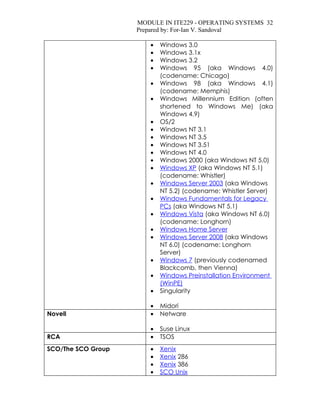 Windows Os Modifications List Lesson 13 List Of Operating Systems | DOC