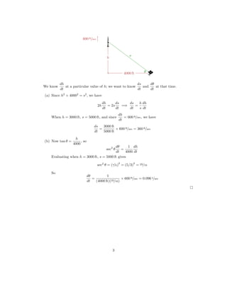 Lesson 13: Related Rates (worksheet solutions)