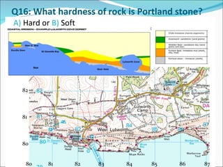 Q16: What hardness of rock is Portland stone?  A)  Hard or  B)  Soft  80 81   82   83   84   85   86 87 82 81 80 