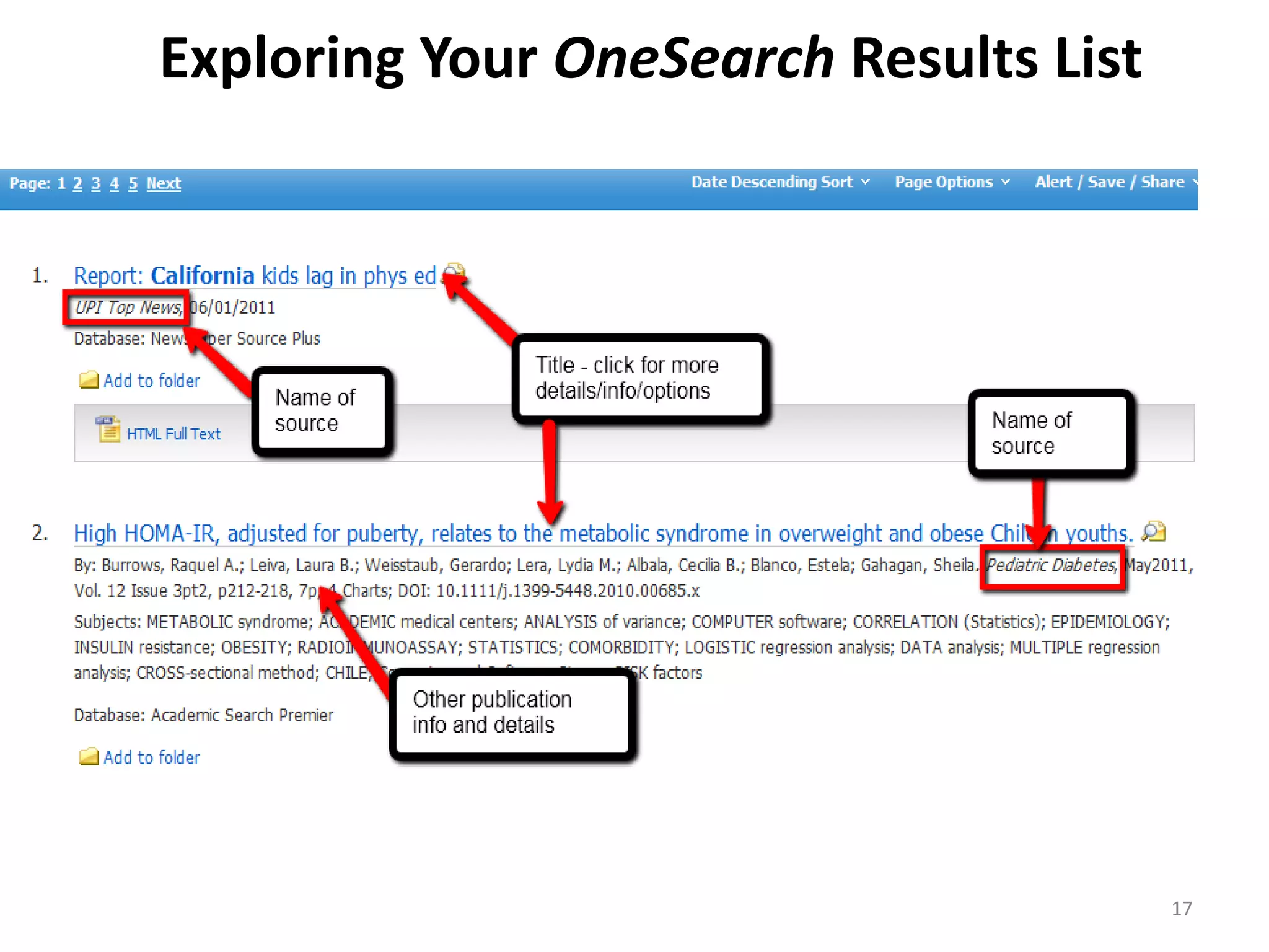 Exploring Your OneSearch Results List

17

 