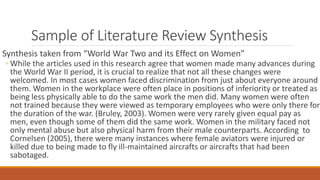 Lesson 13 synthesizing information from relavant literature | PPT