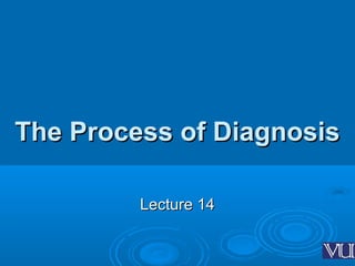 The Process of DiagnosisThe Process of Diagnosis
Lecture 14Lecture 14
 
