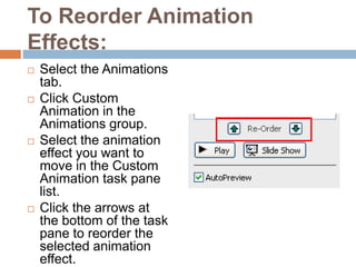 Rearranging Animation Lesson 14 animating text and objects | PPTX