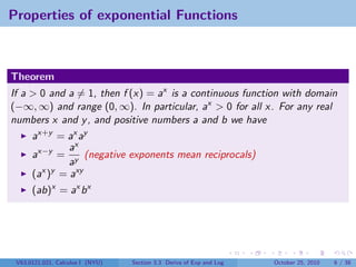 Continuous Exponents Lesson 14: Derivatives of Exponential and Logarithmic Functions ...