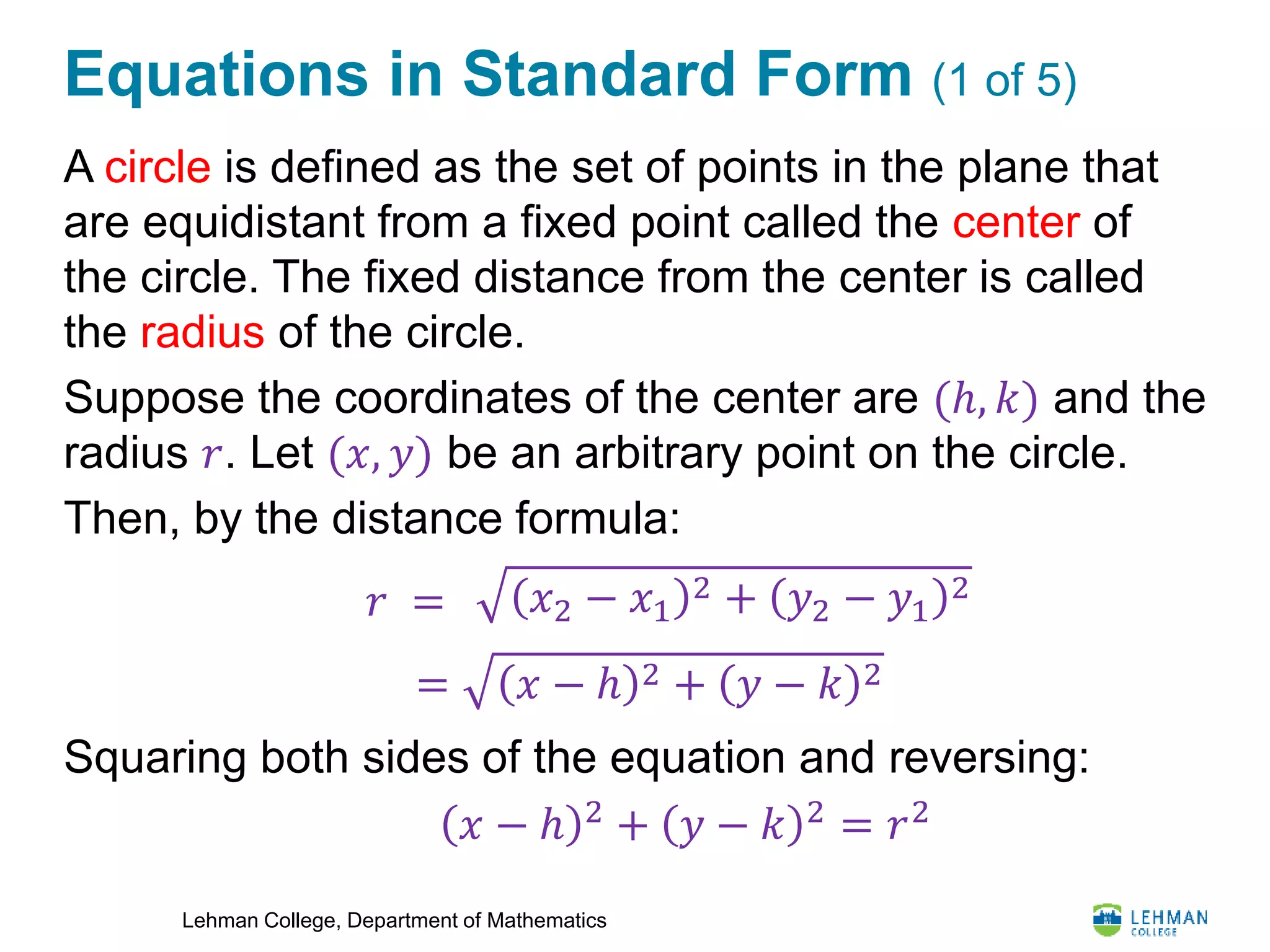 Lesson 14: Equation of a Circle | PPTX