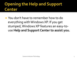Lesson14 Using Help Support Center | PPTX