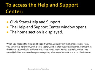 Lesson14 Using Help Support Center | PPTX
