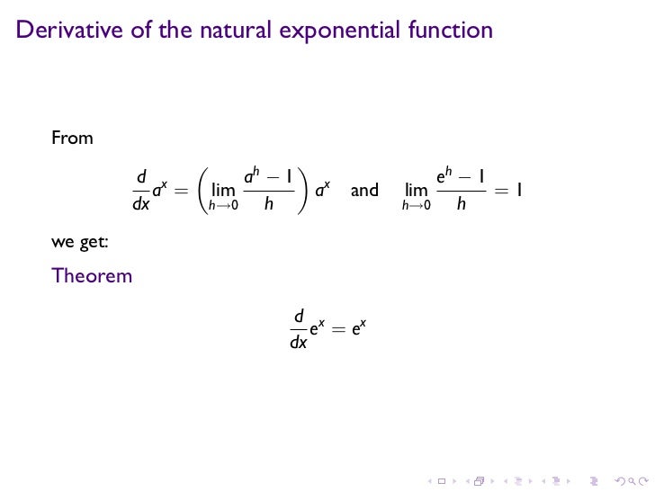 derivative of exponential functions