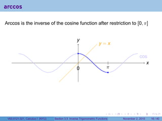 Lesson 16: Inverse Trigonometric Functions (Section 021 slides) | PDF