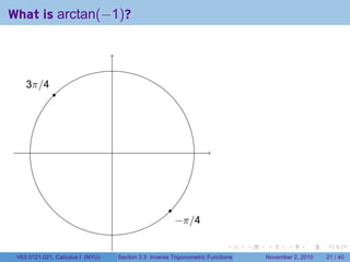 Lesson 16: Inverse Trigonometric Functions (Section 021 slides) | PDF