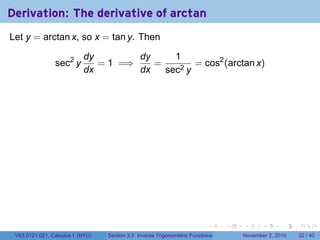 Lesson 16: Inverse Trigonometric Functions (Section 021 slides) | PDF