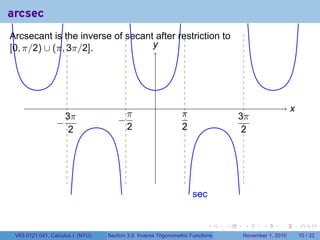 Lesson 16: Inverse Trigonometric Functions (Section 041 slides) | PDF