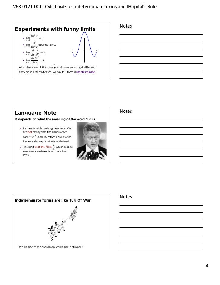 Lesson 17: Indeterminate forms and l'Hôpital's Rule (handout)