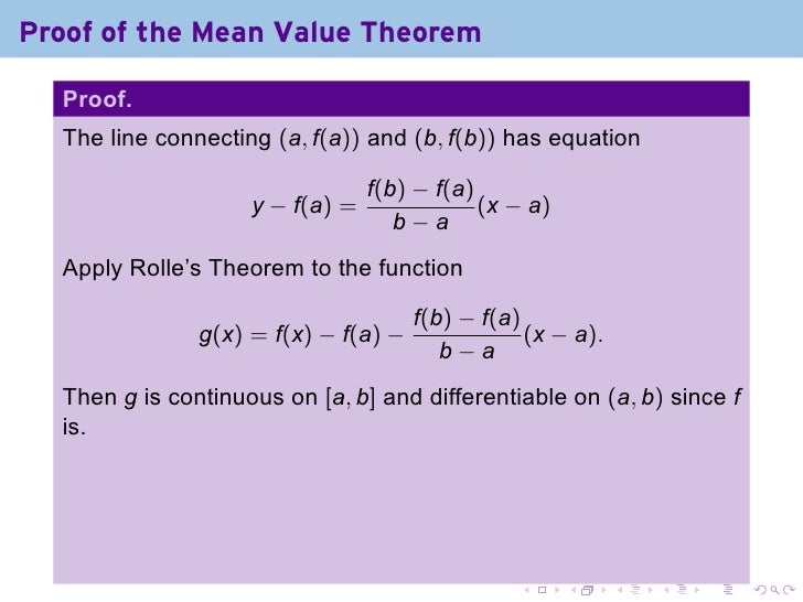 proof of mean value theorem using infinitesimals proof of mean value theorem using infinitesimals