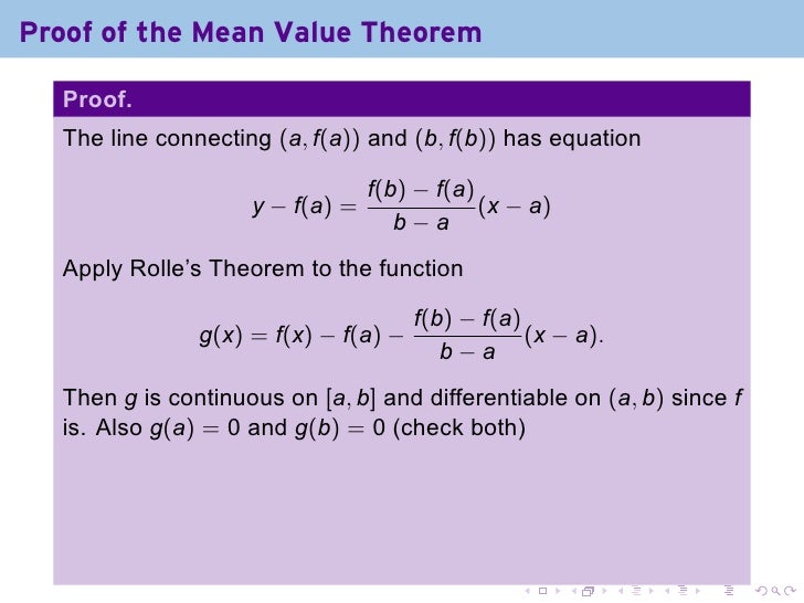 Lesson 17 The Mean Value Theorem
