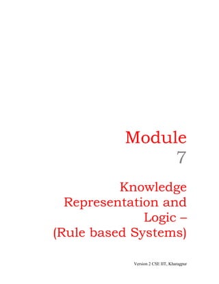 Module
                7
          Knowledge
  Representation and
              Logic –
(Rule based Systems)

            Version 2 CSE IIT, Kharagpur
 