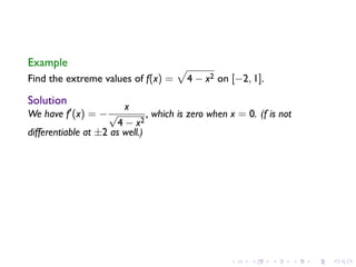 Lesson 18: Maximum and Minimum Vaues
