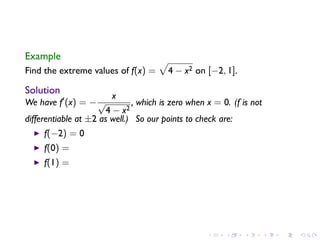 Lesson 18: Maximum and Minimum Vaues