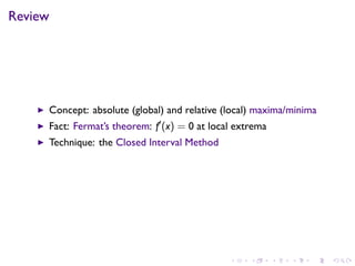 Lesson 18: Maximum and Minimum Vaues