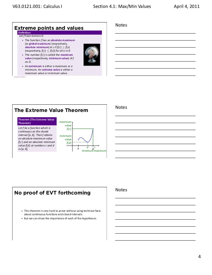 Lesson 18: Maximum and Minimum Values (handout)