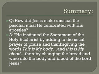 Lesson 19 - Jesus Establishes the New Passover (Grade 7 - Claret School ...