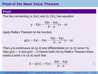 Lesson 19: The Mean Value Theorem (Section 021 slides) | PDF