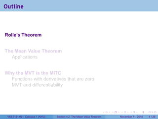 Lesson 19: The Mean Value Theorem (Section 021 slides) | PDF