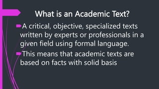 EAPP Lesson One: ACADEMIC TEXTS STRUCTURE.pptx | Homework and Study ...