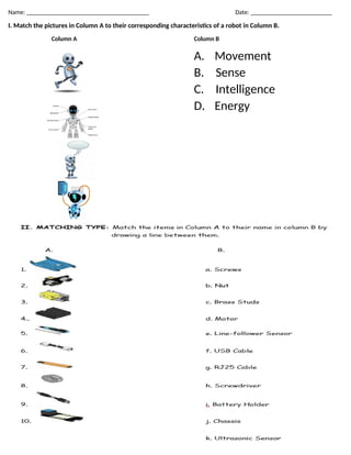 Lesson 1 and L2 Quiz.docx Characteristics of a robot | DOCX