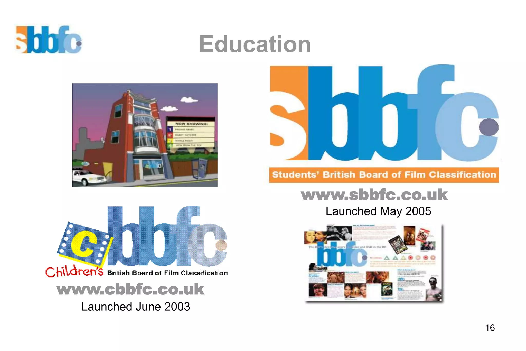 Education




                               www.sbbfc.co.uk
                                   Launched May 2005




www.cbbfc.co.uk
  Launched June 2003
                                                       16
 